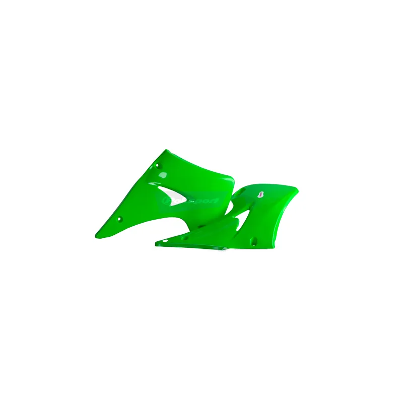 Kawasaki KX 125,KX 250 - Radiator Scoops Green - 2003-08 Models POLISPORT