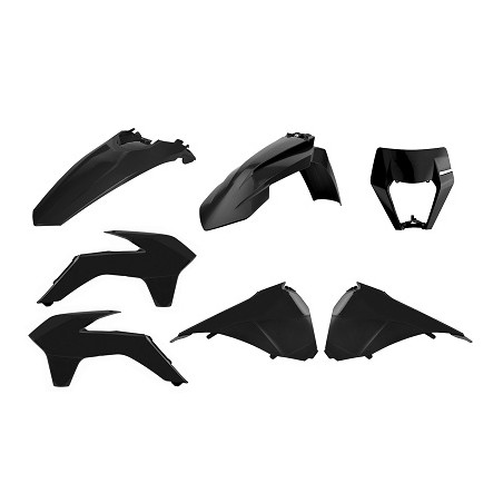 KIT RESTYLING POLISPORT  ENDURO KTM EXC/EXC-F (14-16) Negro Guardabarros delantero/Portafaros (17-19)