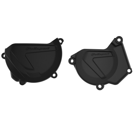 Yamaha YZ250X - Clutch and Ignition Cover Protector Kit Black Black -2016-22 Models POLISPORT