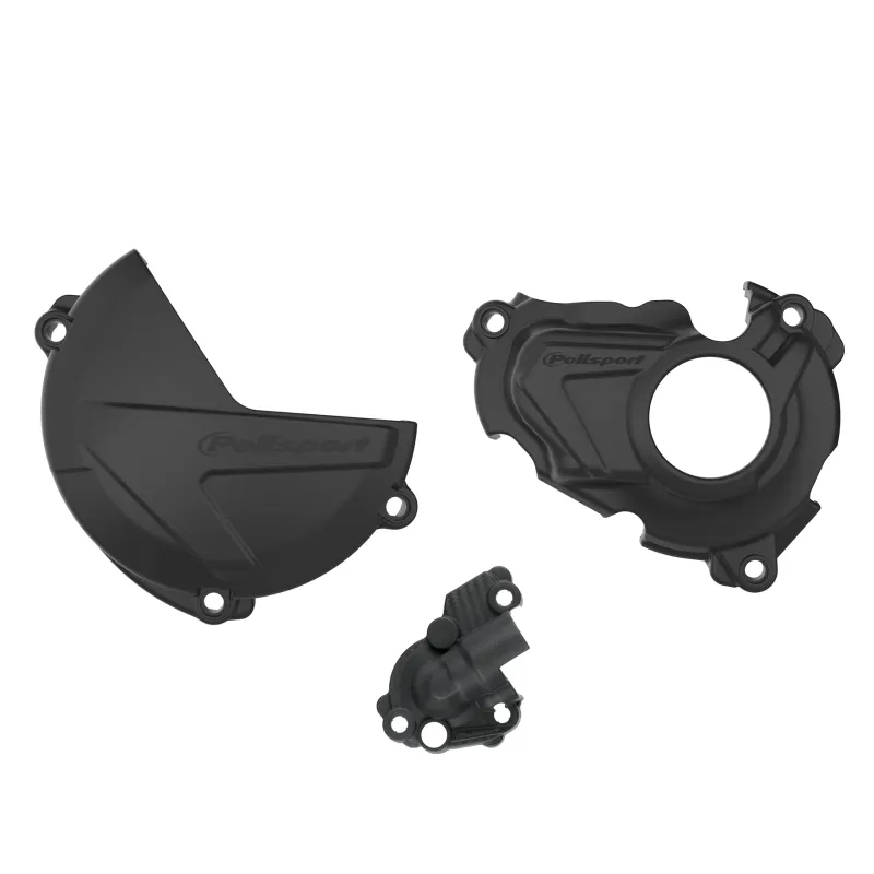 KIT PROTECTOR POLISPORT  TAPA EMBRAGUE + ENCENDIDO + BOMBA AGUA YAMAHA YZ250F(19-23) WR250F/YZFX(20-23) Negro