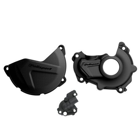 KIT PROTECTOR POLISPORT  TAPA EMBRAGUE + ENCENDIDO + BOMBA AGUA YAMAHA YZ450F (15-17) Negro