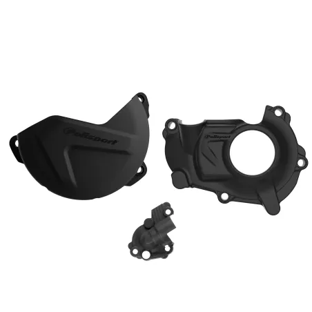 KIT PROTECTOR POLISPORT  TAPA EMBRAGUE + ENCENDIDO + BOMBA AGUA YAMAHA YZ450F(18-22) YZFX/WR450F(19-23) Negro