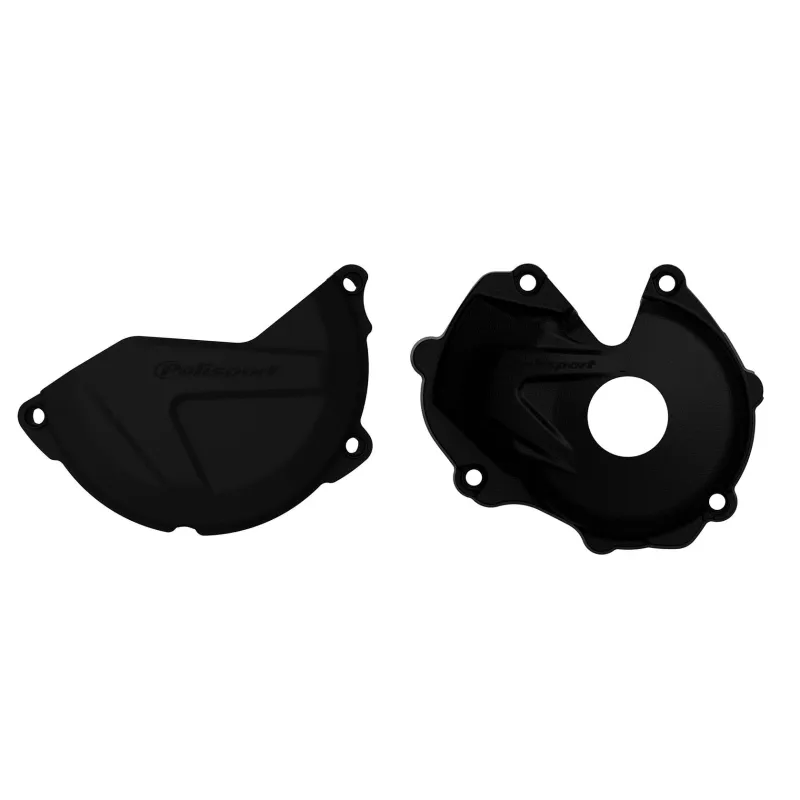 Kawasaki KX450F - Clutch and Ignition Cover Protector Kit Black Black -2016-18 Models POLISPORT