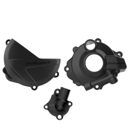 KIT PROTECTOR POLISPORT  TAPA EMBRAGUE + ENCENDIDO + BOMBA AGUA HONDA CRF250R (18-23) Negro