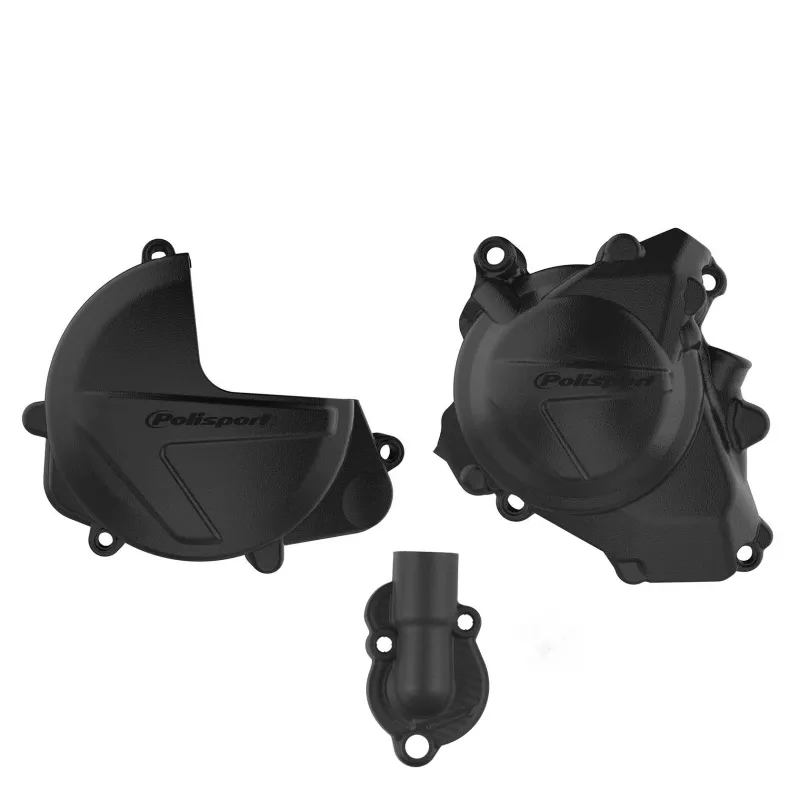 KIT PROTECTOR POLISPORT  TAPA EMBRAGUE + ENCENDIDO + BOMBA AGUA HONDA CRF450R (17-23) Negro