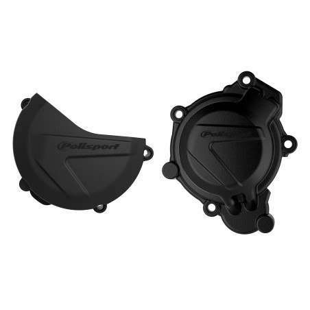 Husqvarna TC125 - Kit de Proteção de Tampa de Embraiagem e Ignição Preto - Modelos 2016-18 POLISPORT