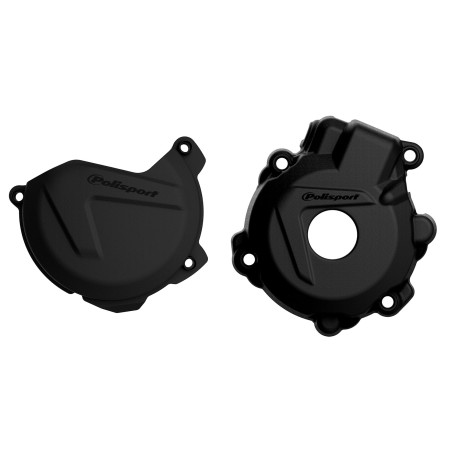 KIT PROTECTOR POLISPORT  TAPA EMBRAGUE + ENCENDIDO KTM EXCF250(14-16)350(12-16) HUSQVARNA FE250/350(14-16) Negro