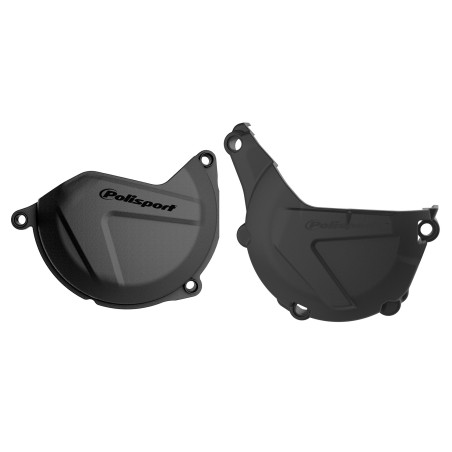 KIT PROTECTOR POLISPORT  TAPA EMBRAGUE + ENCENDIDO KTM EXC/XCW450/500(13-16) HUSQVARNA FE450/501(14-16) Negro