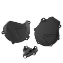KIT PROTECTOR POLISPORT  TAPA EMBRAGUE + ENCENDIDO + BOMBA AGUA KTM EXCF/XCFW450/500 (17-22) HUSQVARNA FE450/501 (17-23) Negro