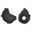 KIT PROTECTOR POLISPORT  TAPA EMBRAGUE + ENCENDIDO HUSQVARNA FE 250/350 (17-18) Negro
