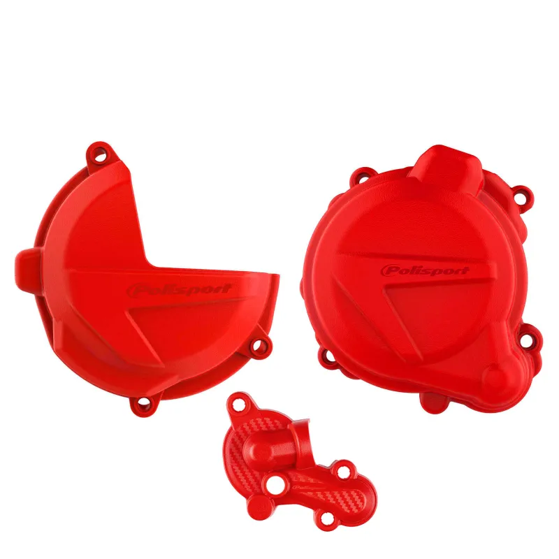 KIT PROTECTOR POLISPORT  TAPA EMBRAGUE + ENCENDIDO + BOMBA AGUA BETA RR250/300 2T Xtrainer300 (18-23) Rojo