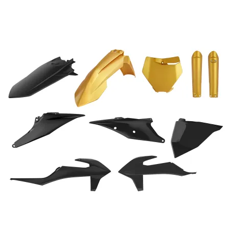 KTM SX,SX-F/XC,XC-F - MX Plastic Kit Gold Metal Flow - 2019-22 Models POLISPORT