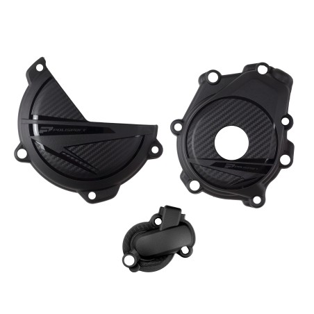 KIT POLISPORT PROTECTOR TAPA EMBRAGUE + ENCENDIDO + BOMBA KTM SX-F/XC-F 450 (23-24) HUSQVARNA FC/FS 450 (23-24) Negro