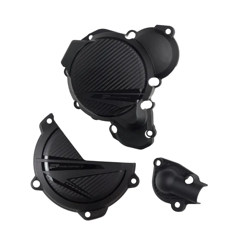KIT PROTECTOR TAPA EMBRAGUE + ENCENDIDO + BOMBA AGUA KTM SX/XC 250/300 (23-24) HUSQVARNA TX300/TC250 (23-24) Negro