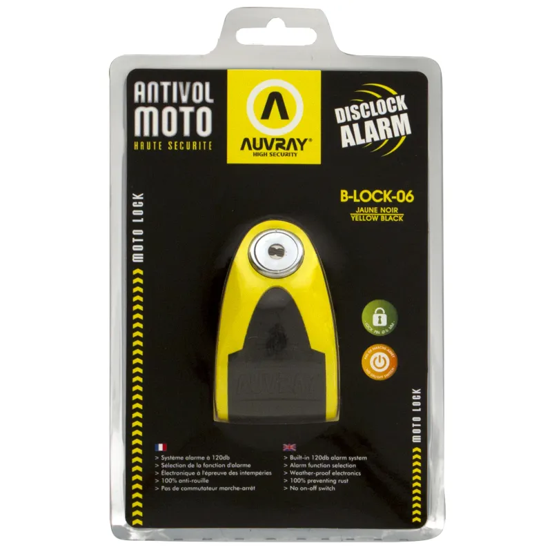 AUVRAY ALARM DISC LOCK  B-LOCK-06 YELLOW/BLACK