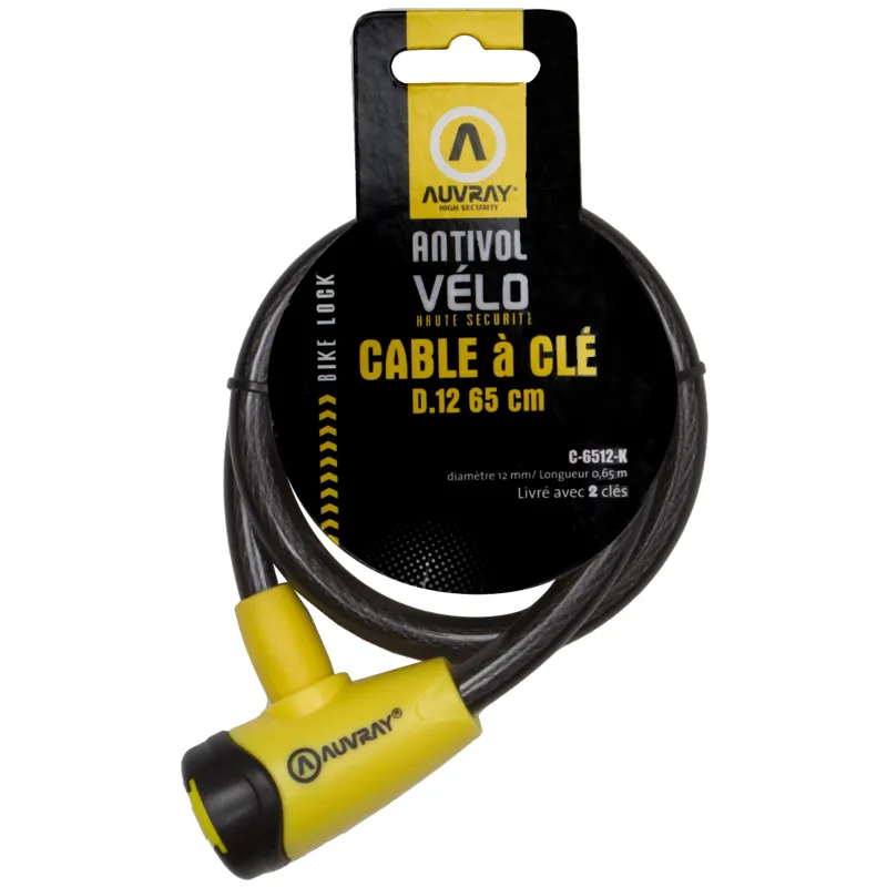 ANTIRROBO AUVRAY CABLE CON LLAVE D.12 en 65 CM