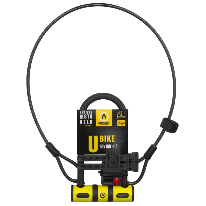 Anti-roubo Auvray U BIKE 82x147 + Suporte + Cabo D.8 x 100